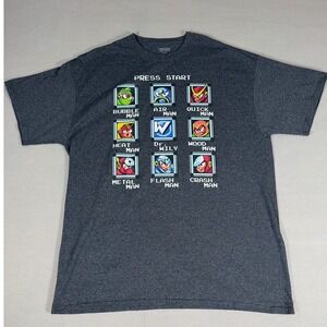 American Classics Mega Man 2 Boss Select T-Shirt Men XL Tall Charcoal Grey Retro